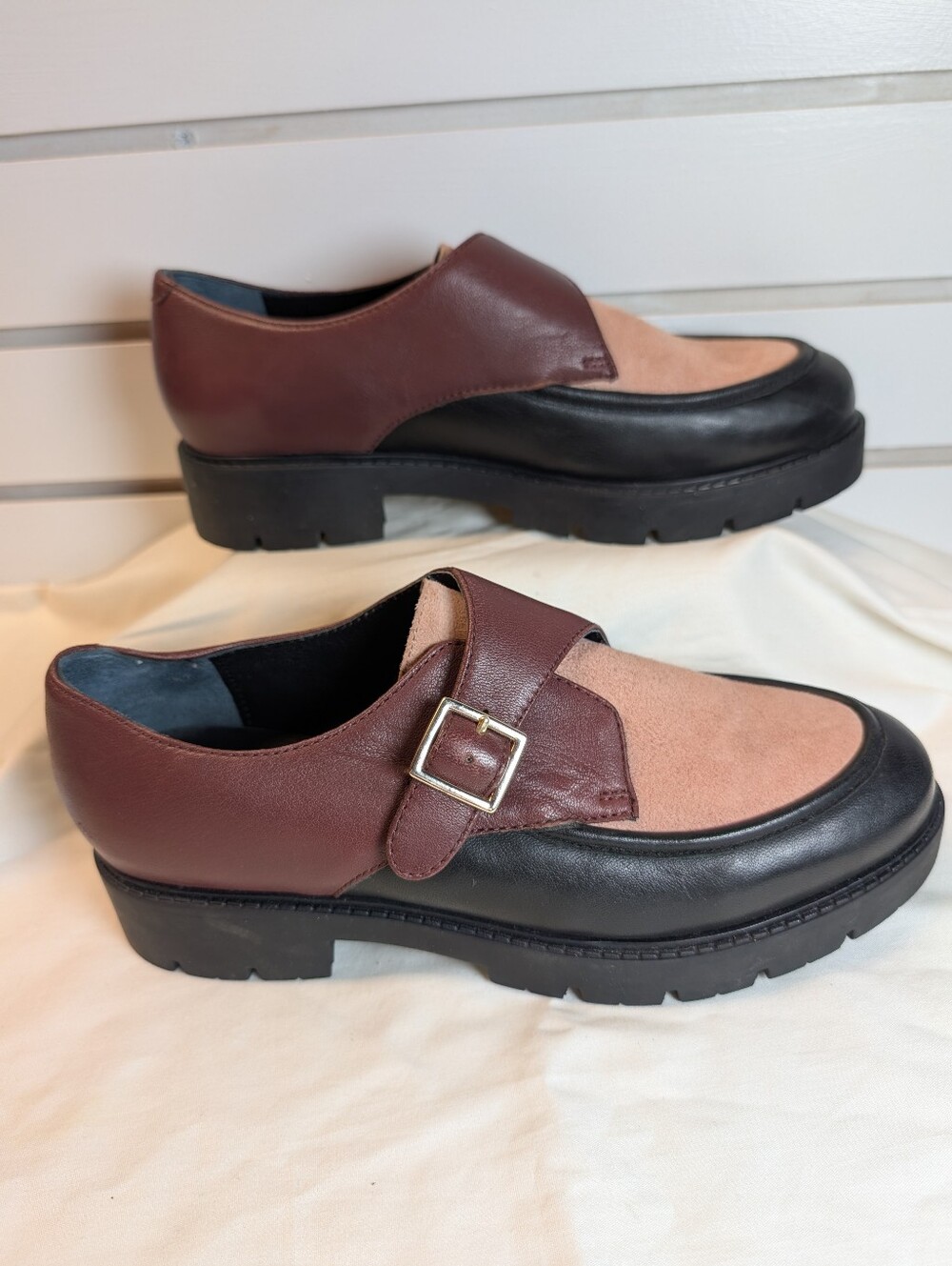 NWOB Seychelles Catch Me Platform Monk Strap Leather Loafers Burgandy 8 NWOB - Picture 3 of 9